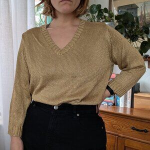 SHIMMERSTRAVAGANZA Ralph Lauren - Vintage Y2k metallic goldsweater (heavy!) - 2x